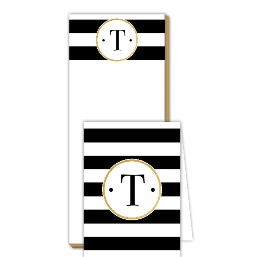 Monograms Rosanne Beck | Black Stripe T Notepad | Noteset