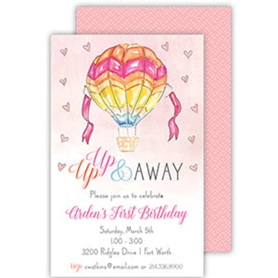 Invitations Rosanne Beck | Handpainted Hot Air Balloon Large Flat Invitation