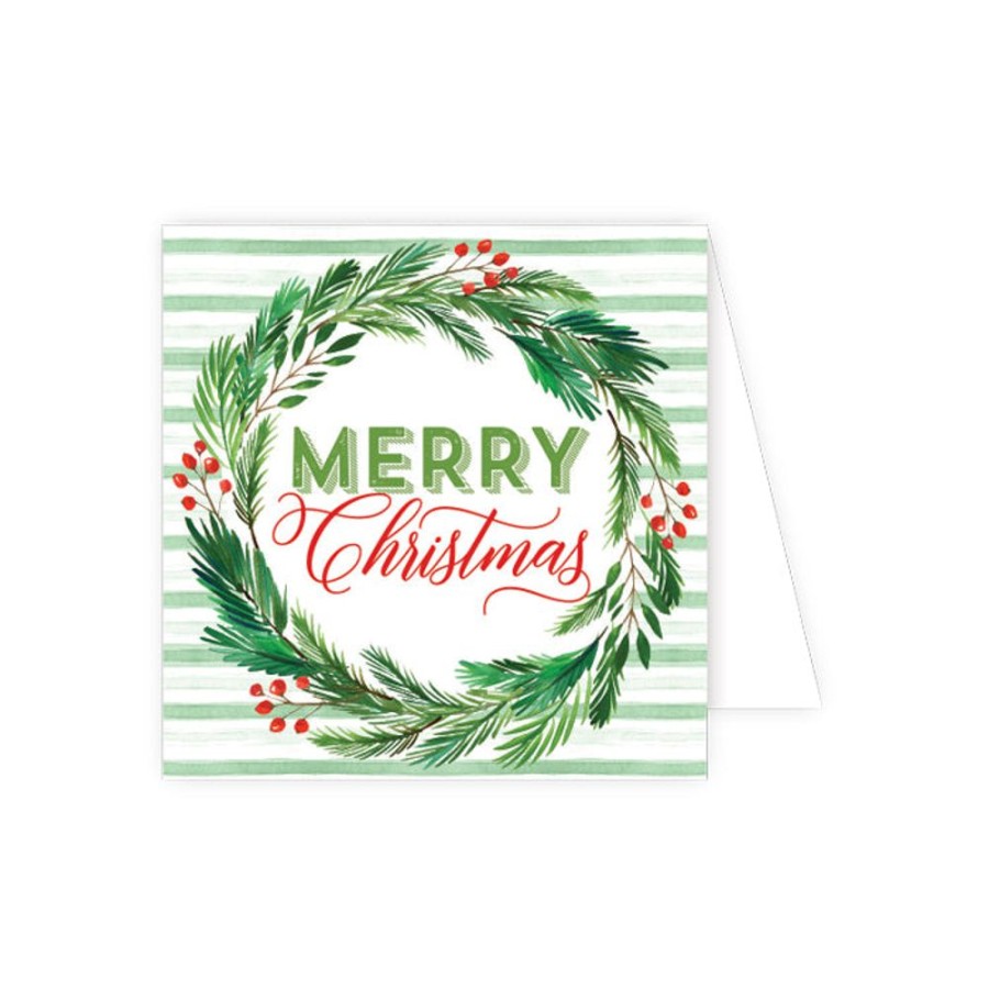 Invitations Rosanne Beck | Merry Christmas Berry Wreath Enclosure Card