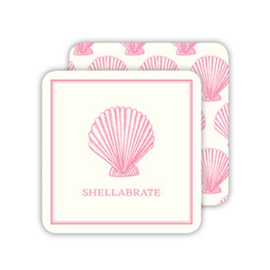 Home & Entertaining Rosanne Beck | Pink Shell Shellabrate Modern Vintage Paper Coasters