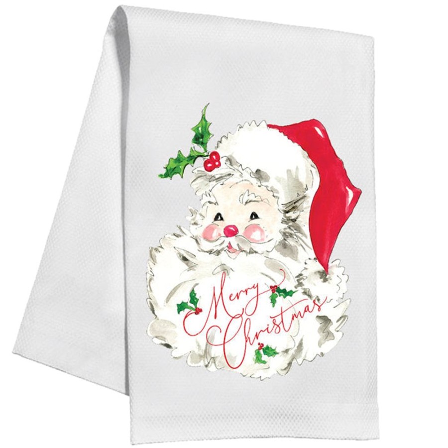 Seasonal Rosanne Beck | Merry Christmas Red Santa Kitchen Towel