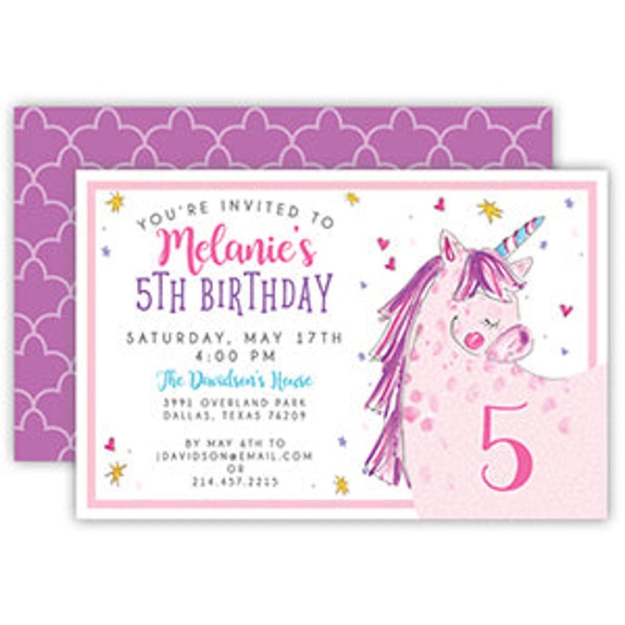 Invitations Rosanne Beck | Purple Unicorn Large Flat Invitation