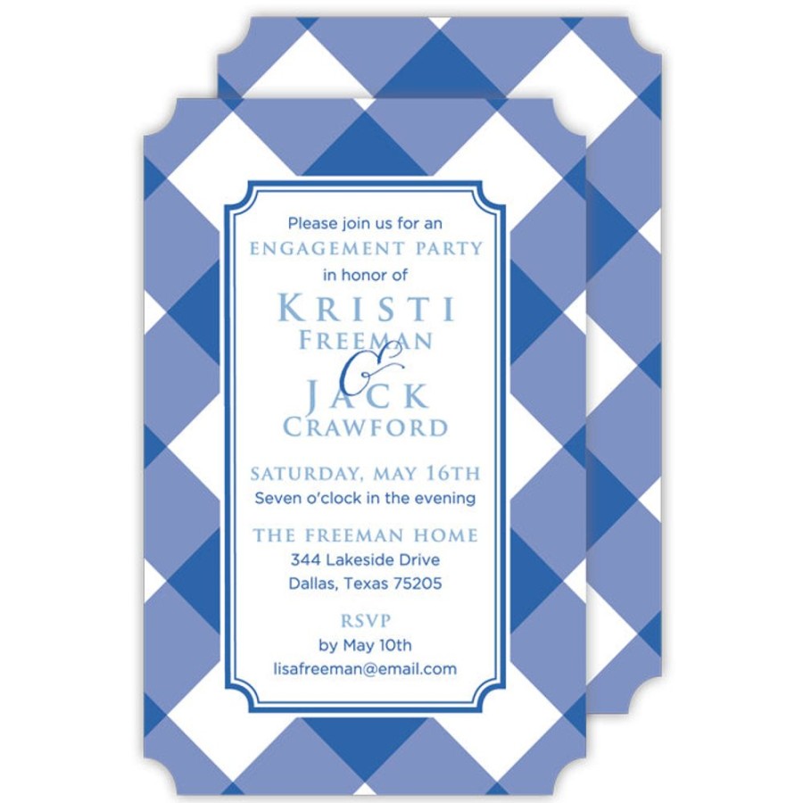 Invitations Rosanne Beck | Buffalo Check Navy Large Die-Cut Invitation