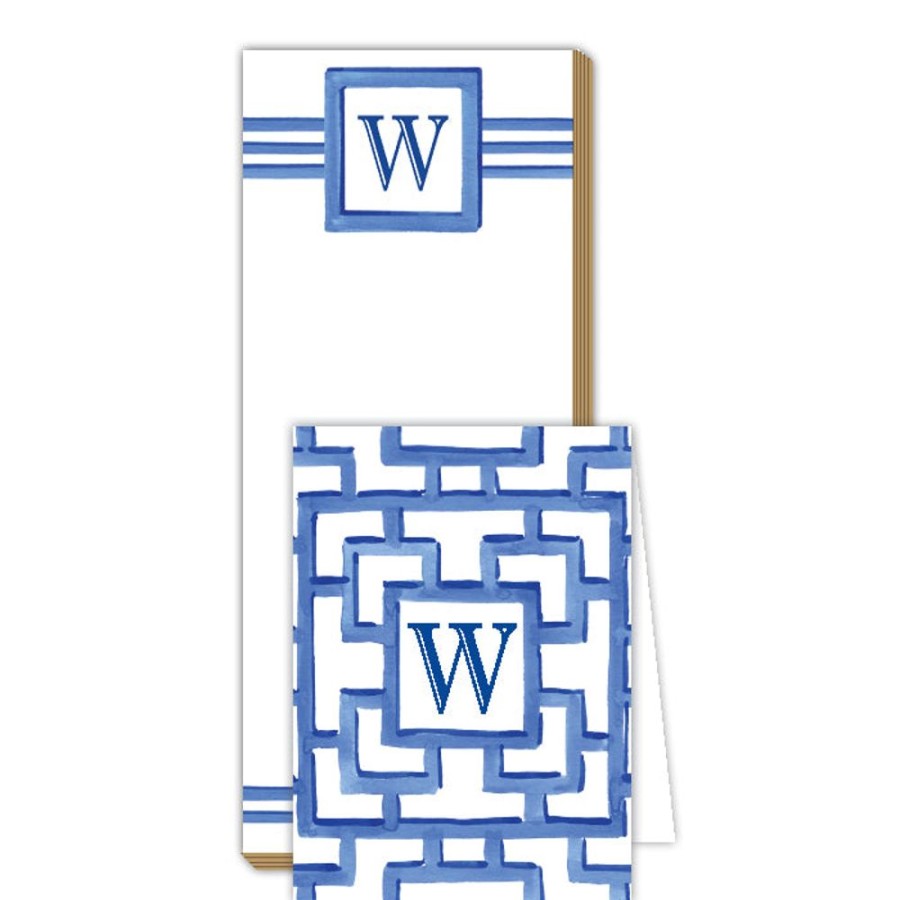 Monograms Rosanne Beck | Lattice Monogram W Notepad Note Set