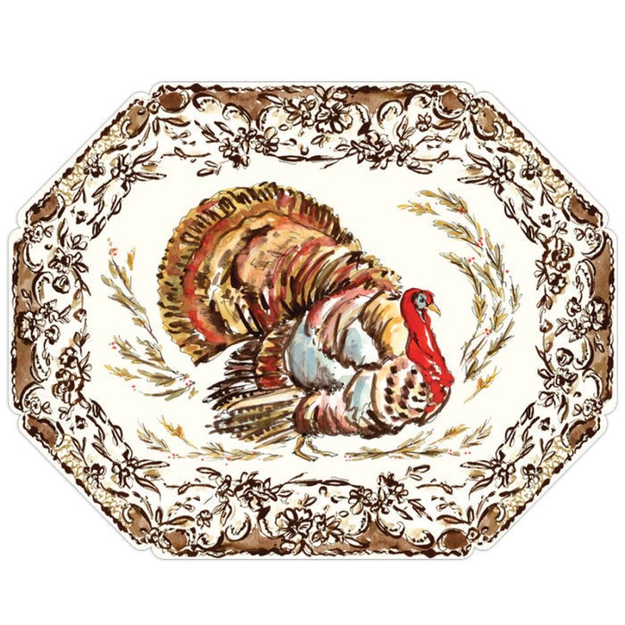 Home & Entertaining Rosanne Beck | Turkey With Hay Berries Posh Die-Cut Placemats