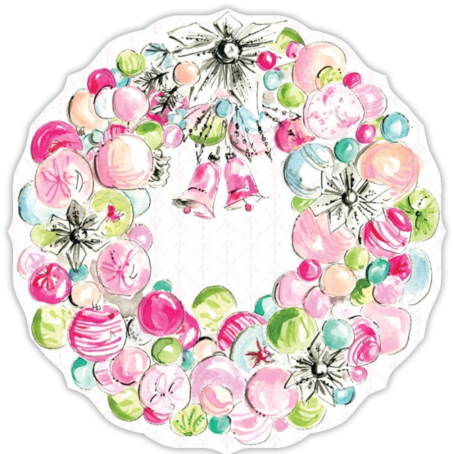 Seasonal Rosanne Beck | Vintage Ornament Wreath Posh Die-Cut Placemats