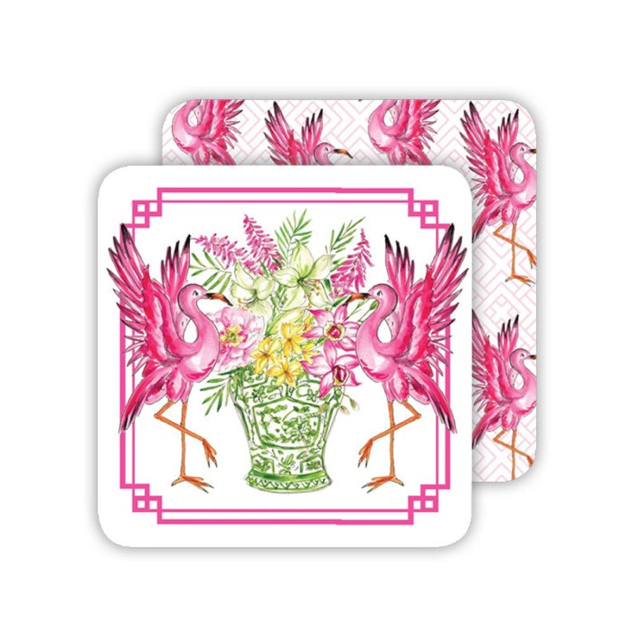 Home & Entertaining Rosanne Beck | Handpainted Flamingos Paper Coasters