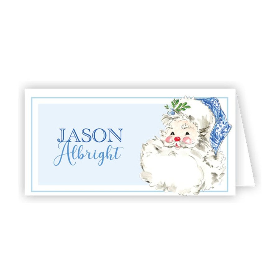 Seasonal Rosanne Beck | Blue & White Santa Place Cards