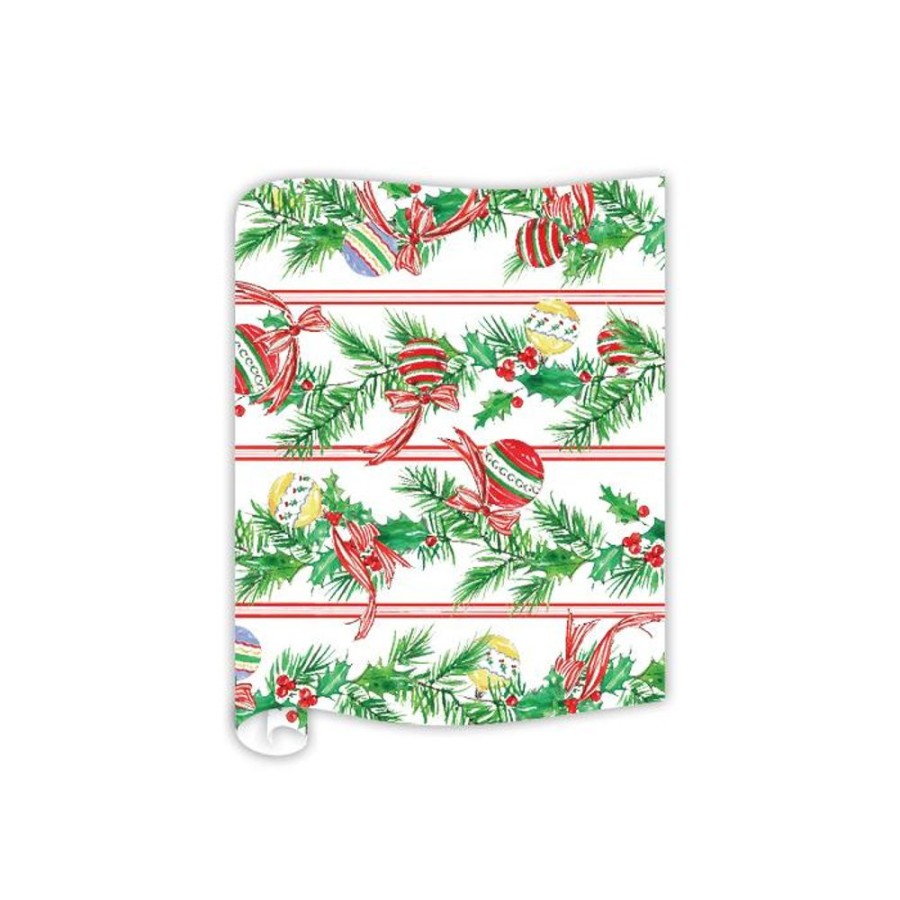 Seasonal Rosanne Beck | Christmas Ornaments And Holly Table Runner