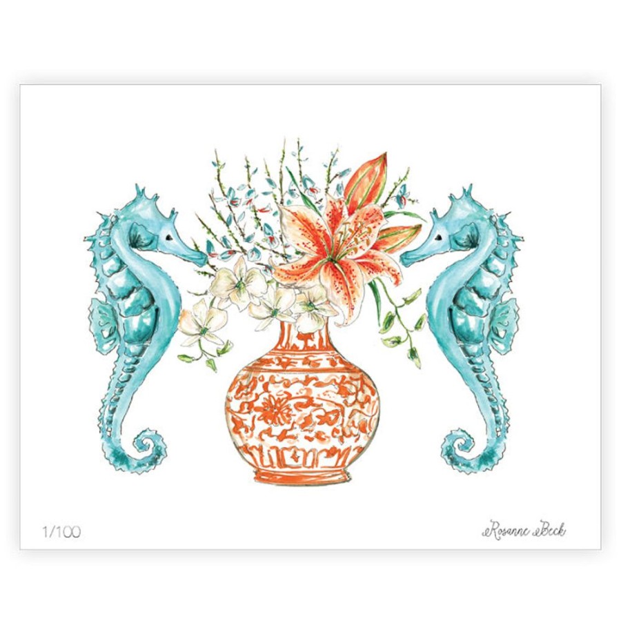 Home & Entertaining Rosanne Beck | Handpainted Sea Horses Art Print