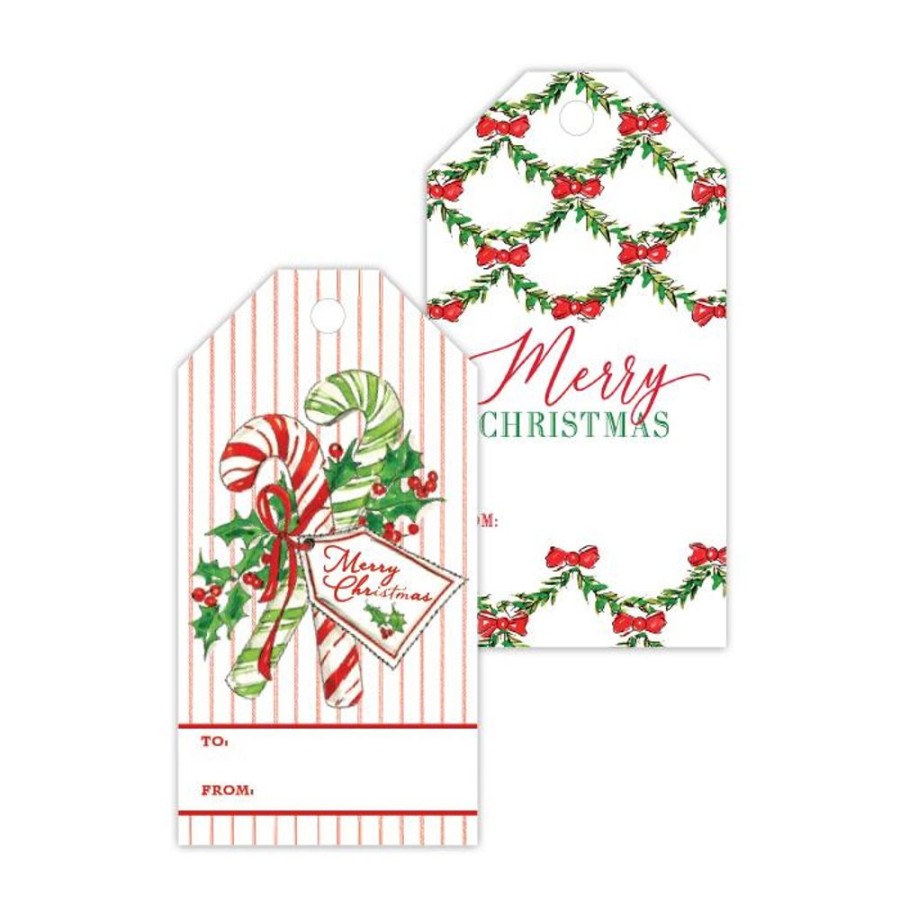 Seasonal Rosanne Beck | Merry Christmas Candy Canes/Merry Christmas Holly Lattice Gift Tags