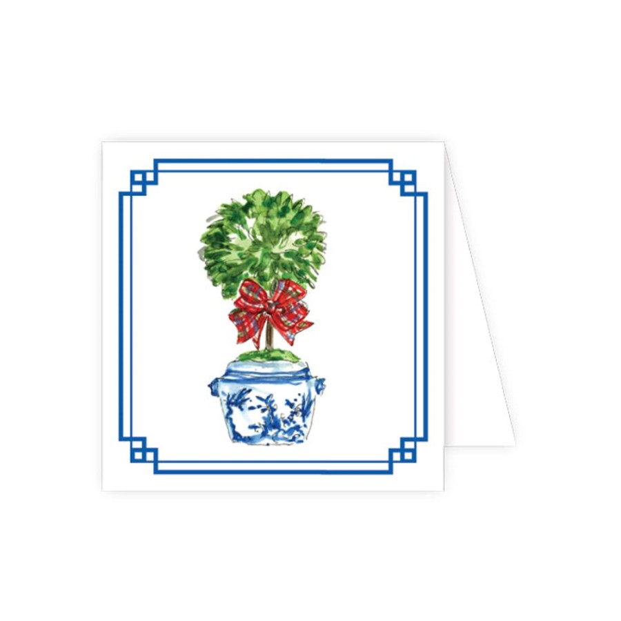 Invitations Rosanne Beck | Holiday Topiary In Blue Pot Enclosure Card