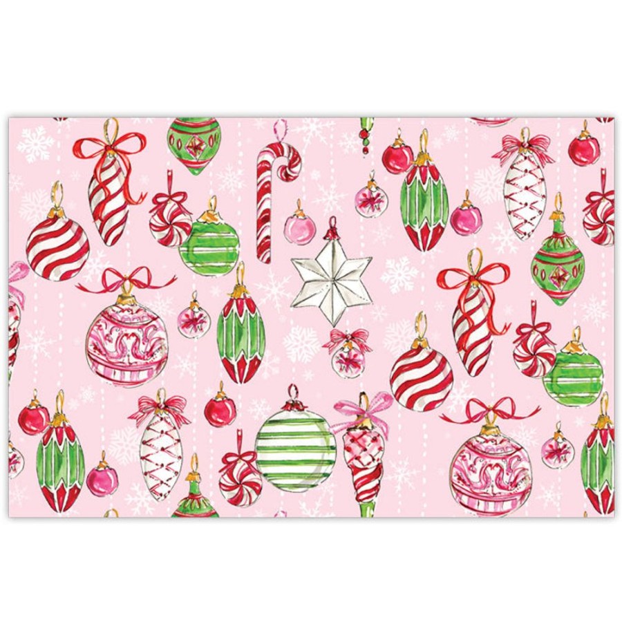 Seasonal Rosanne Beck | Pink Peppermint Ornaments Placemats