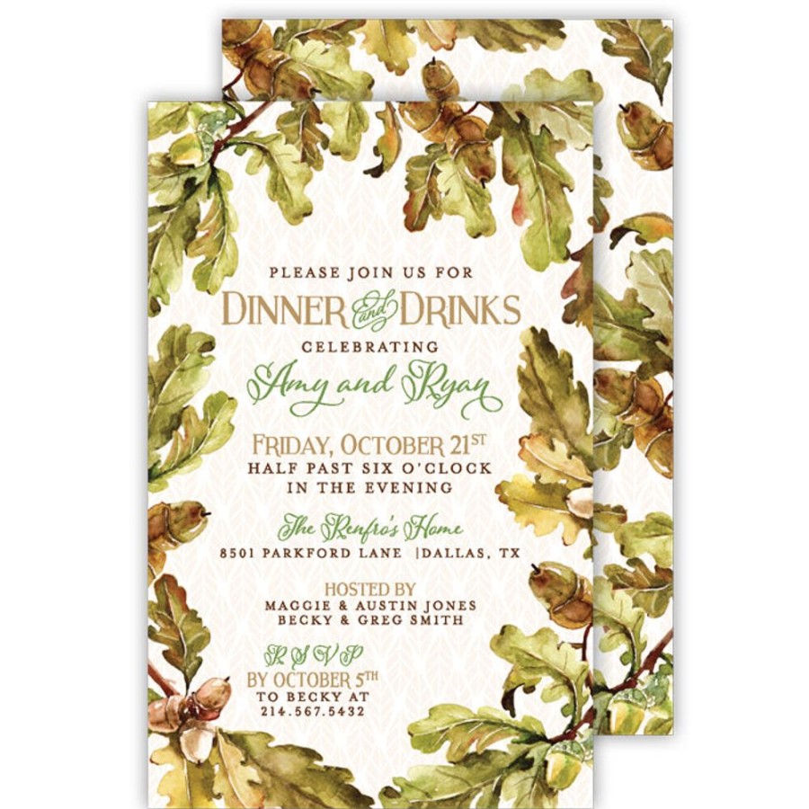 Invitations Rosanne Beck | Acorn And Leaves Large Flat Invitation