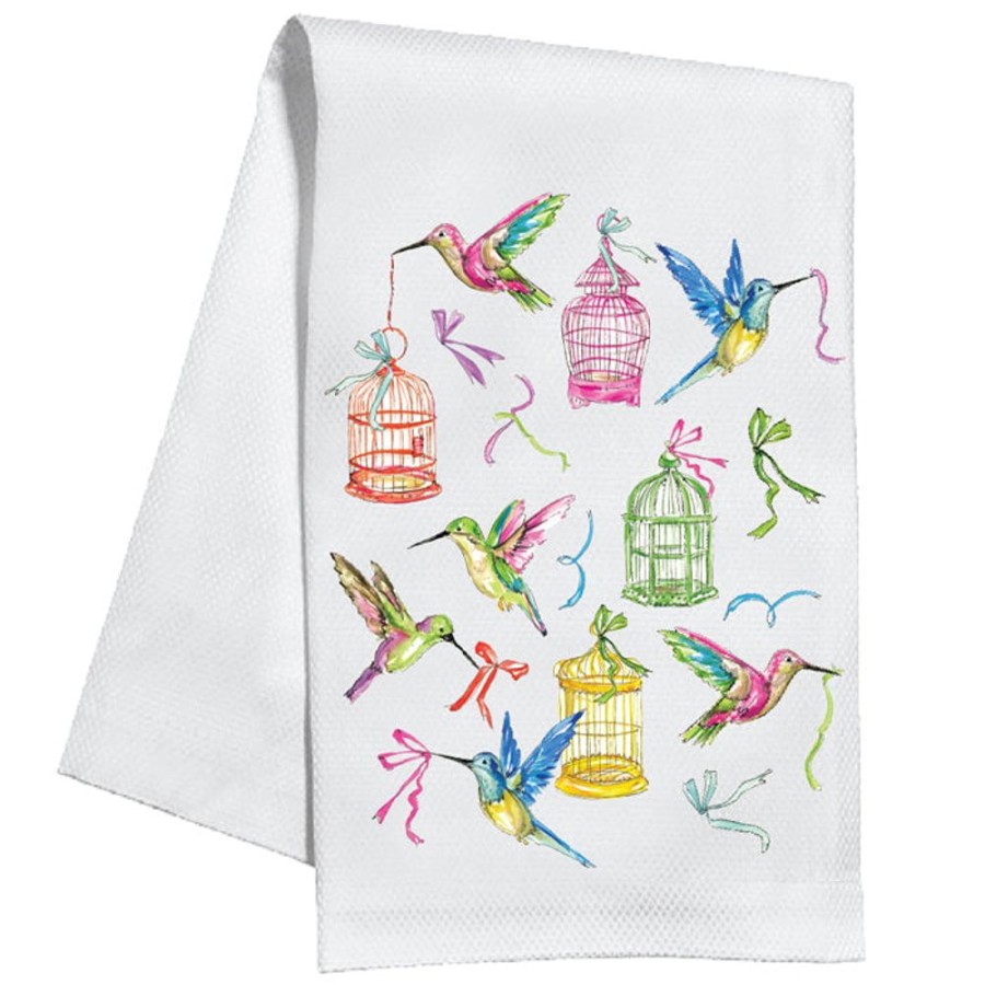 Home & Entertaining Rosanne Beck | Handpainted Birdhouses And Hummingbirds Kitchen Towel