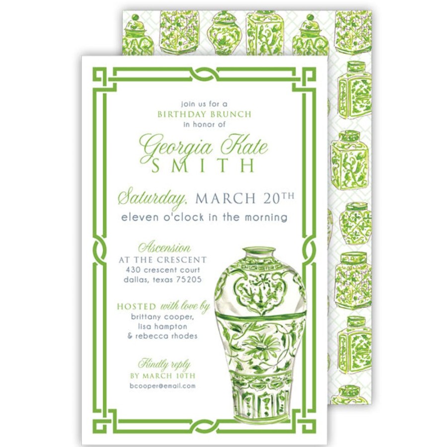 Invitations Rosanne Beck | Green Urn Large Large Flat Invitation