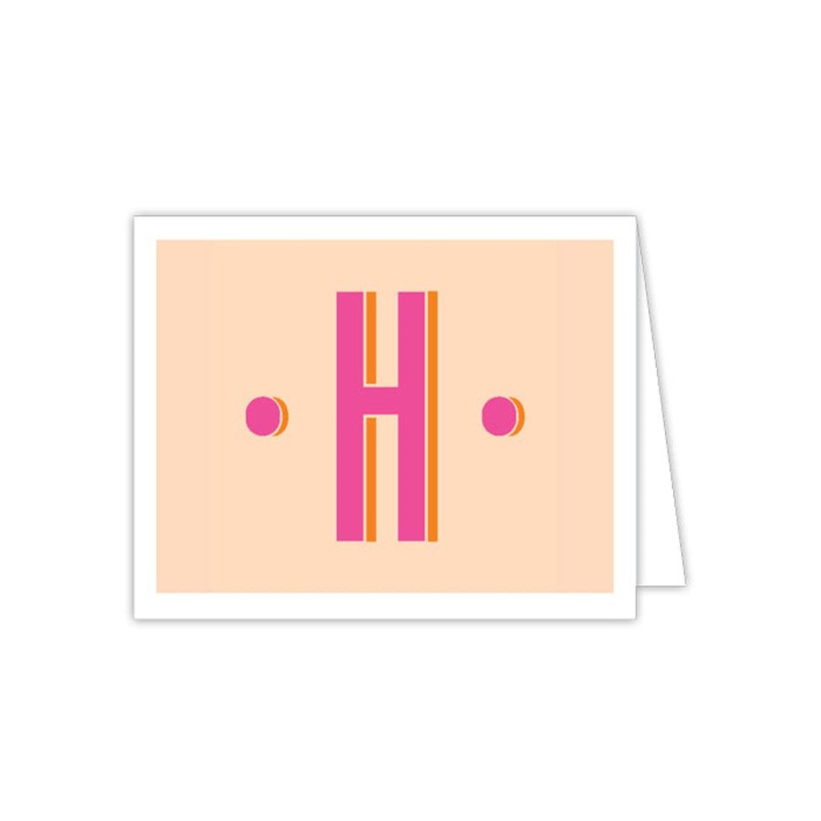 Monograms Rosanne Beck | Color Block Monogram H Folded Note