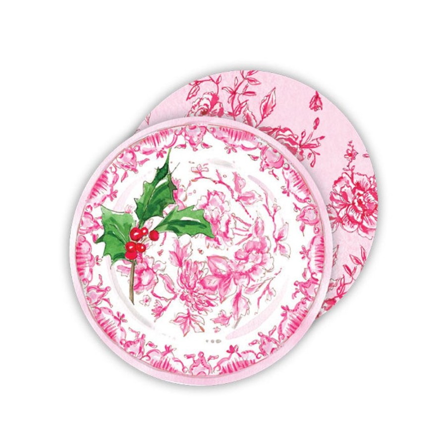 Seasonal Rosanne Beck | Pink Chinoserie Plate Paper Coasters