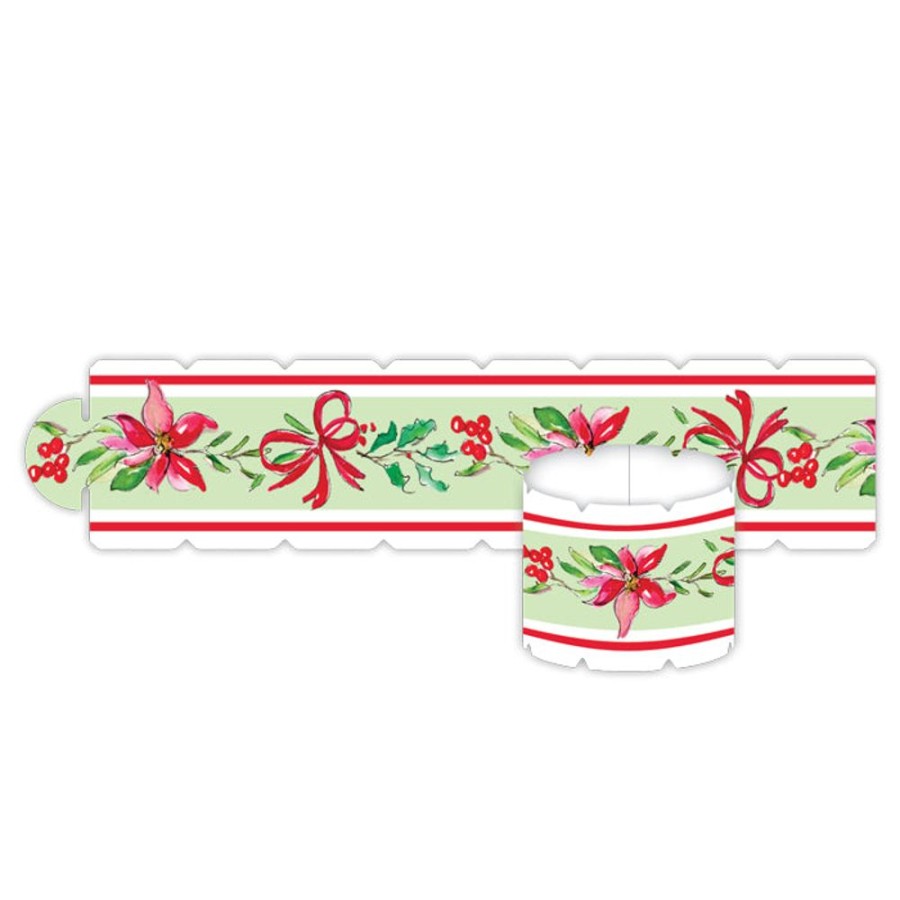 Seasonal Rosanne Beck | Poinsettias, Holly And Bows Napkin Ring