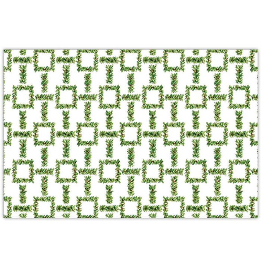 Invitations Rosanne Beck | Handpainted Boxwood Trellis Placemat