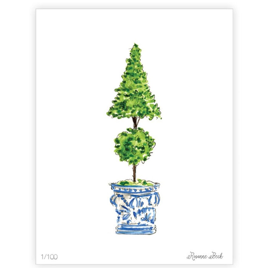 Home & Entertaining Rosanne Beck | Double Topiary Watercolor Art Print