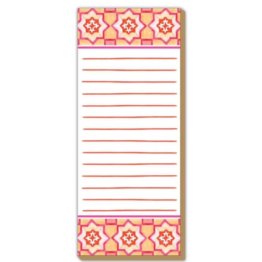 Notes & Pads Rosanne Beck | Pink And Orange Tile Luxe Skinny Pad