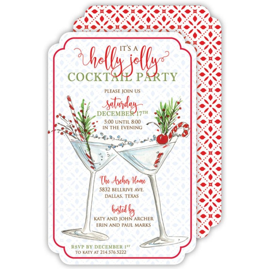 Seasonal Rosanne Beck | Handpainted Holiday Cocktails Large Die-Cut Invitation