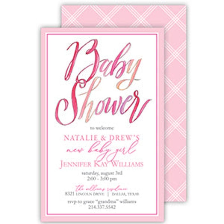 Invitations Rosanne Beck | Baby Shower Pink Large Flat Invitation