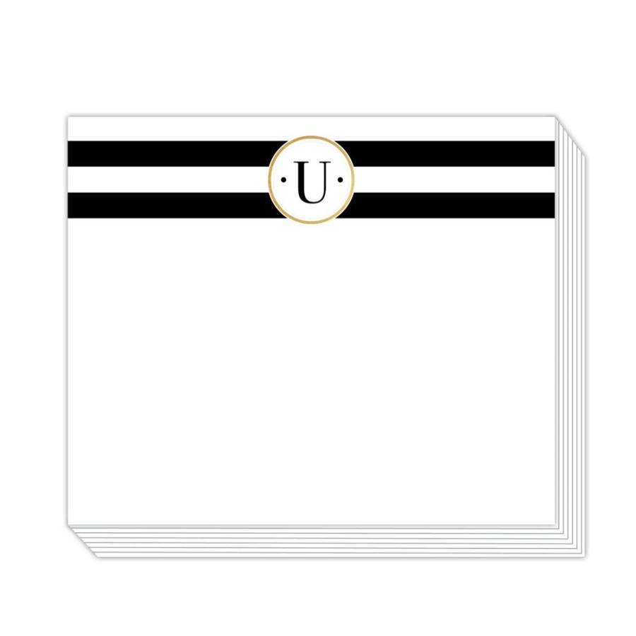 Monograms Rosanne Beck | Black Stripe U Notepad