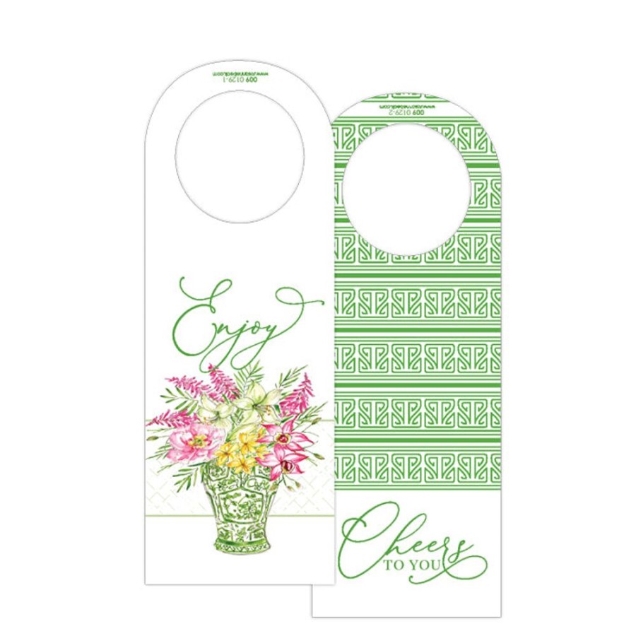 Home & Entertaining Rosanne Beck | Floral Green Vase-Green Lattice Wine Tag