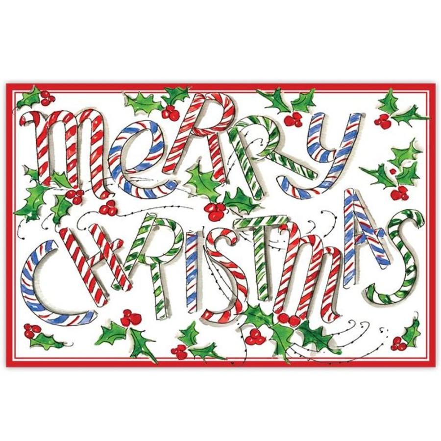 Invitations Rosanne Beck | Merry Christmas Handpainted Candy Canes Placemat