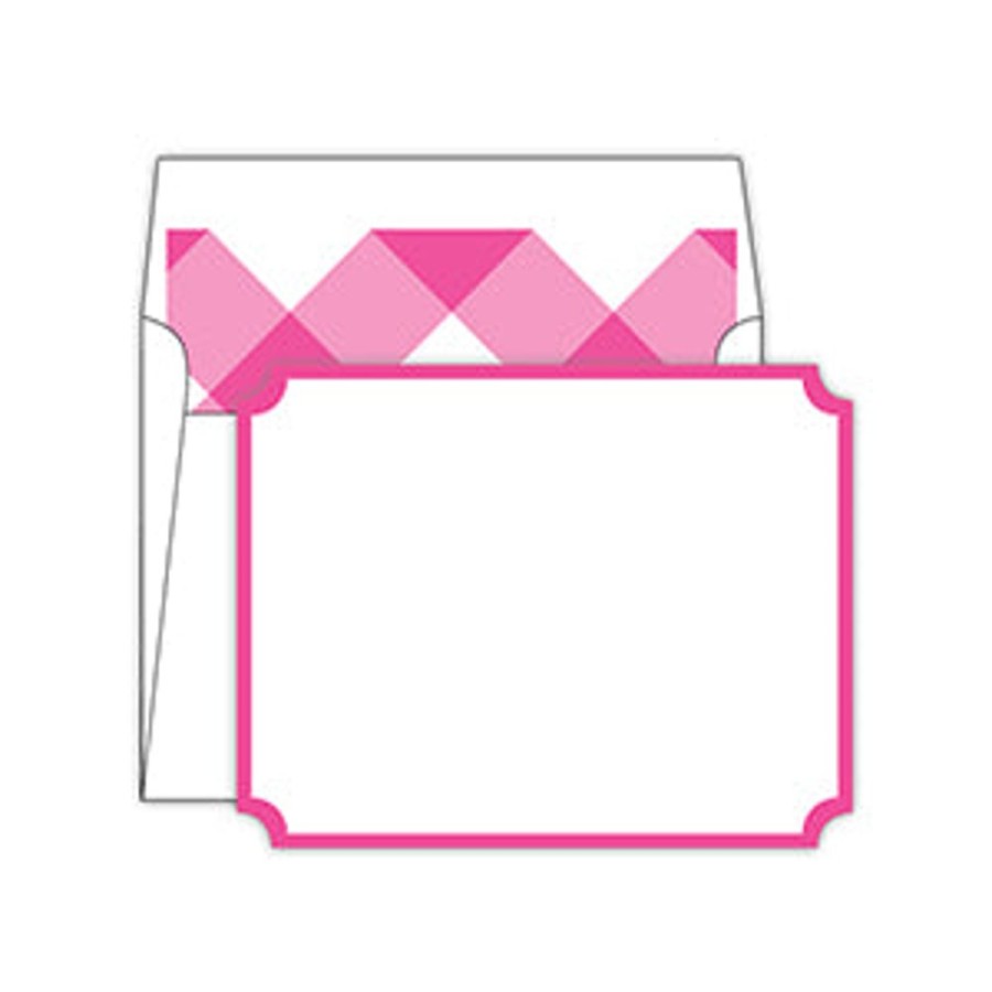 Notes & Pads Rosanne Beck | Hot Pink With Buffalo Check Liner Die-Cut Social Set