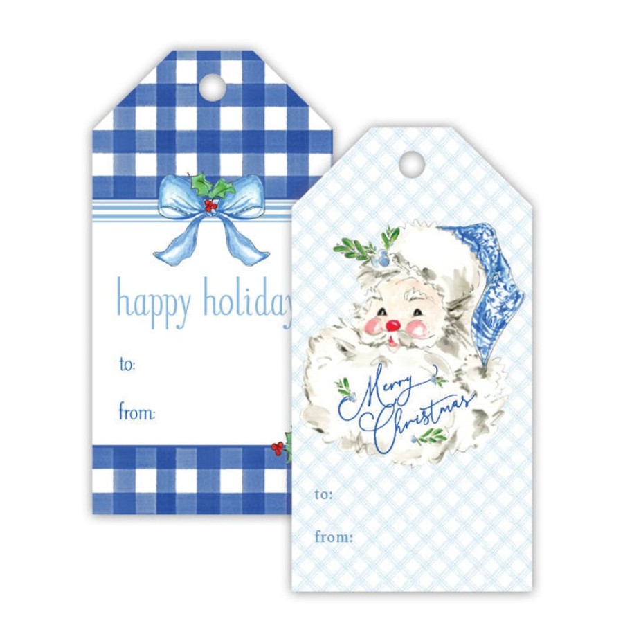 Seasonal Rosanne Beck | Blue & White Santa Gift Tags