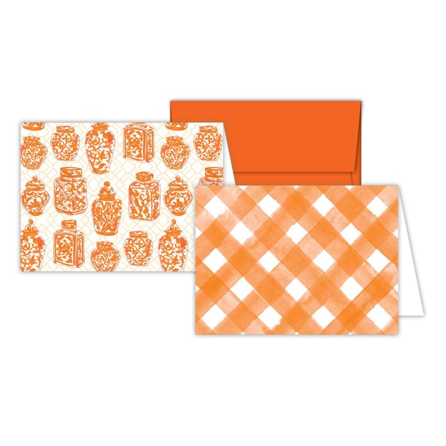 Notes & Pads Rosanne Beck | Orange Urn - Buffalo Check Stationery Notes