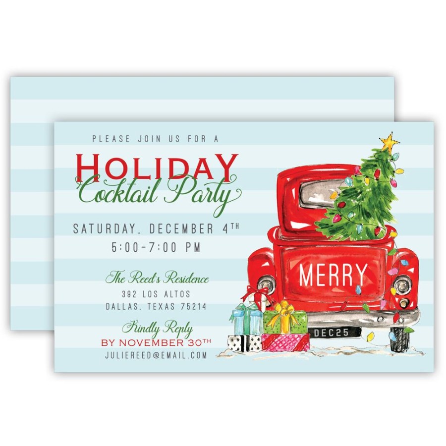 Seasonal Rosanne Beck | Vintage Car Large Flat Invitation