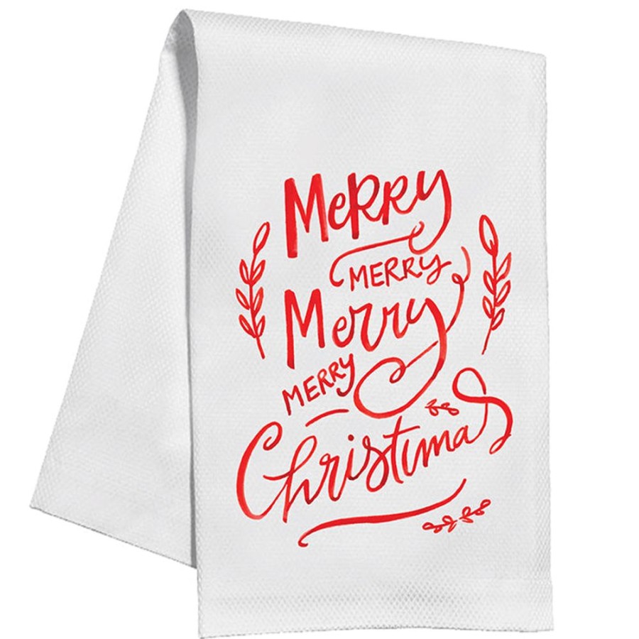 Seasonal Rosanne Beck | Merry Merry Merry Christmas Kitchen Towel