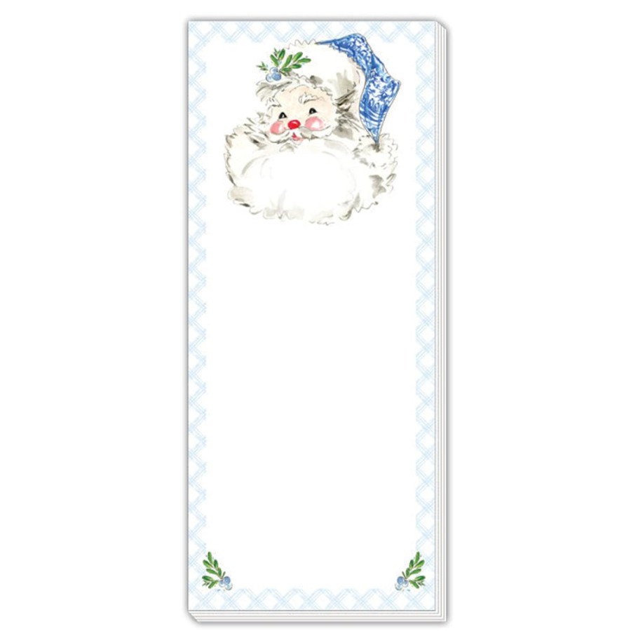 Seasonal Rosanne Beck | Blue & White Santa Skinny Notepad