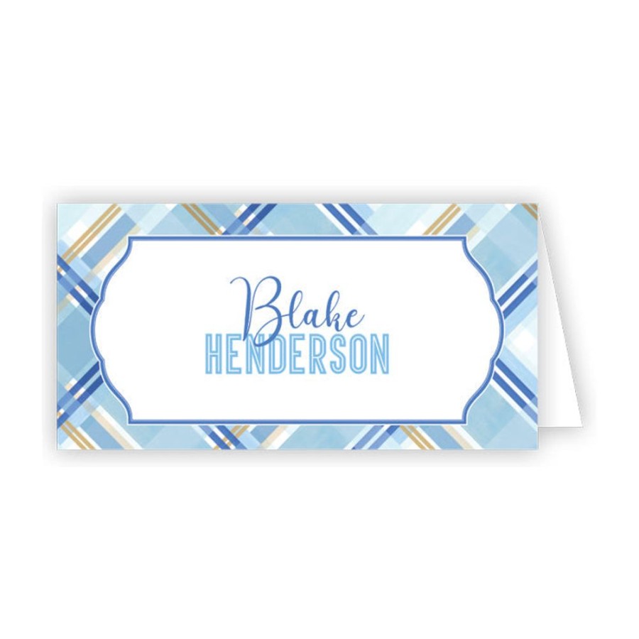 Seasonal Rosanne Beck | Blue Plaid Place Cards