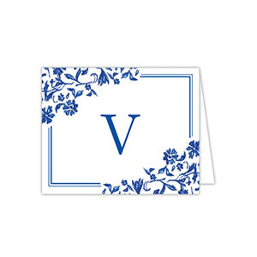 Notes & Pads Rosanne Beck | Blue And White Monogram V Folded Note