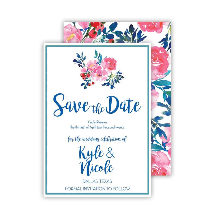 Invitations Rosanne Beck | Blue Floral Medium Flat Invitation