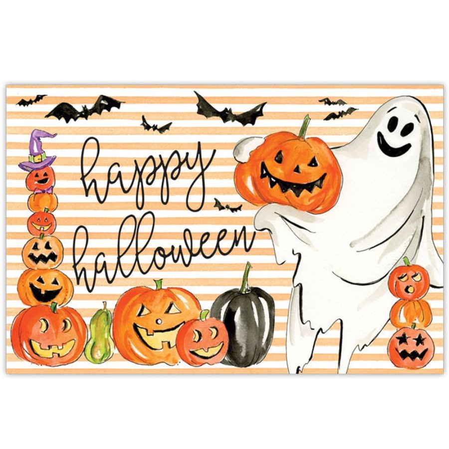 Home & Entertaining Rosanne Beck | Happy Halloween Ghost With Pumpkins Placemats