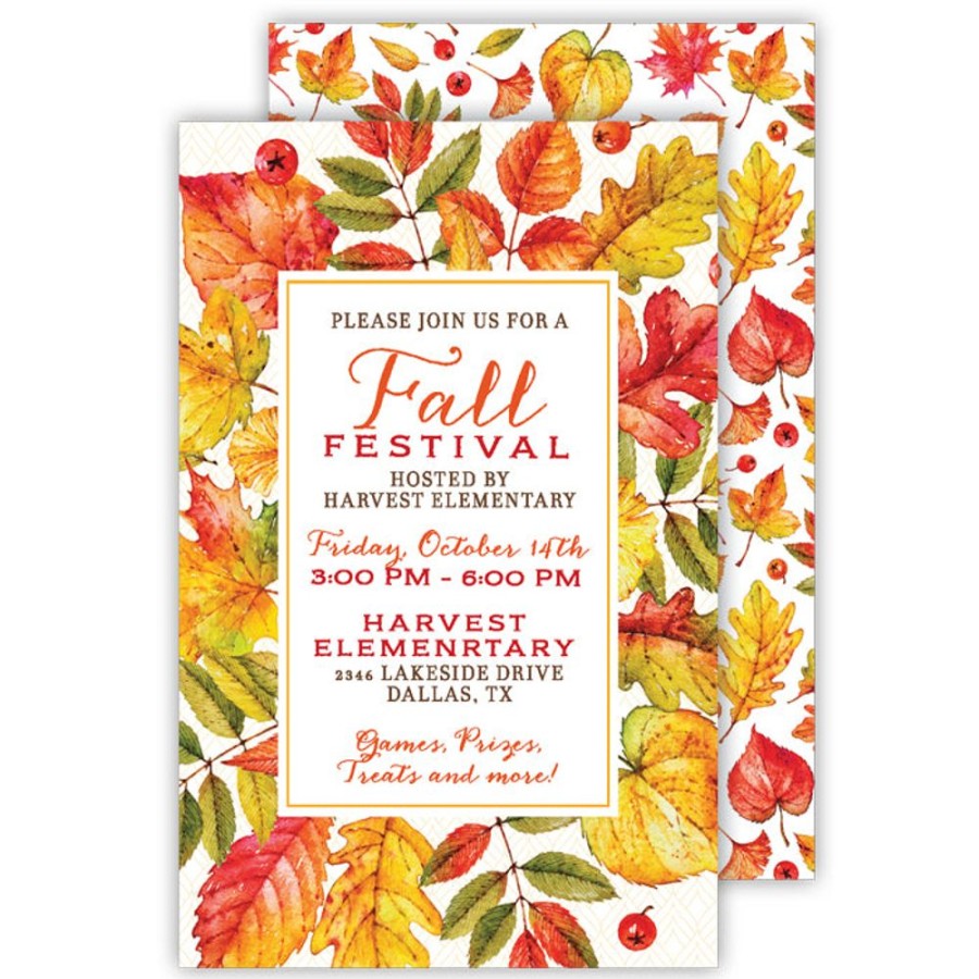 Invitations Rosanne Beck | Assorted Fall Leaves Large Flat Invitation