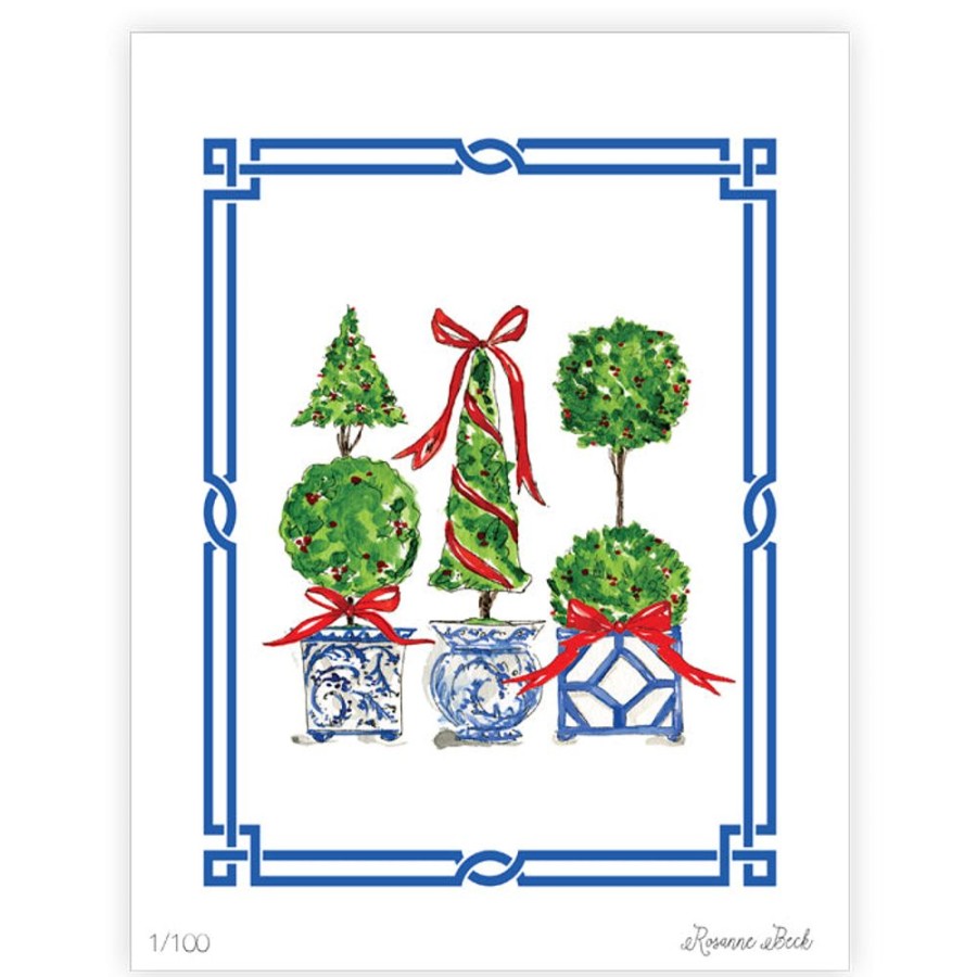 Seasonal Rosanne Beck | Holiday Topiary Trio Art Print