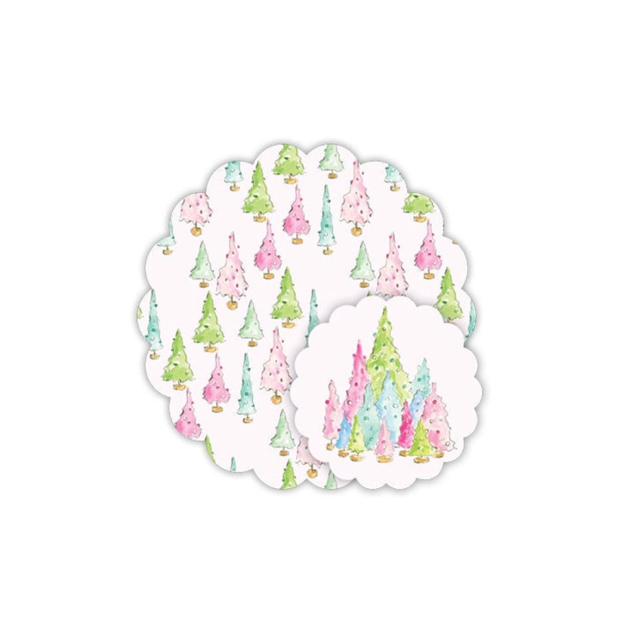 Seasonal Rosanne Beck | Pastel Holiday Trees Doily Set