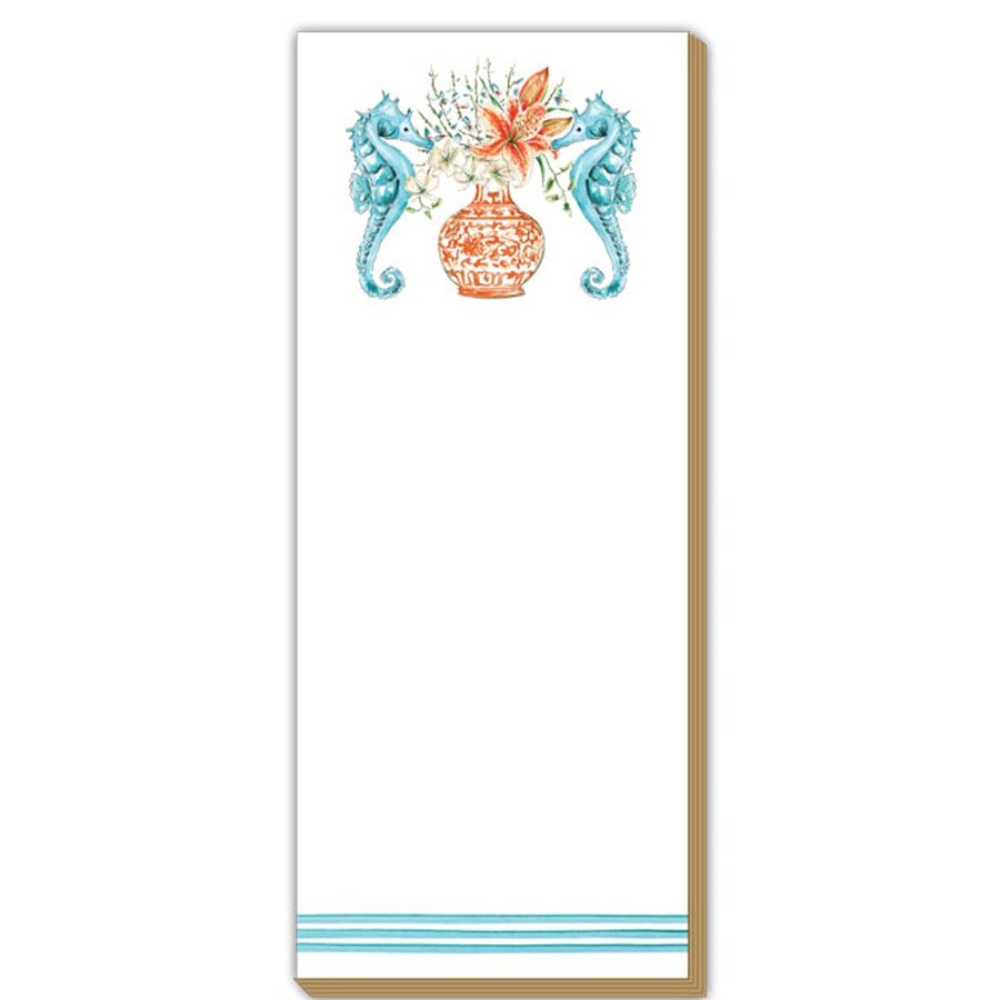 Notes & Pads Rosanne Beck | Seahorse Floral Vase Luxe Skinny Pad