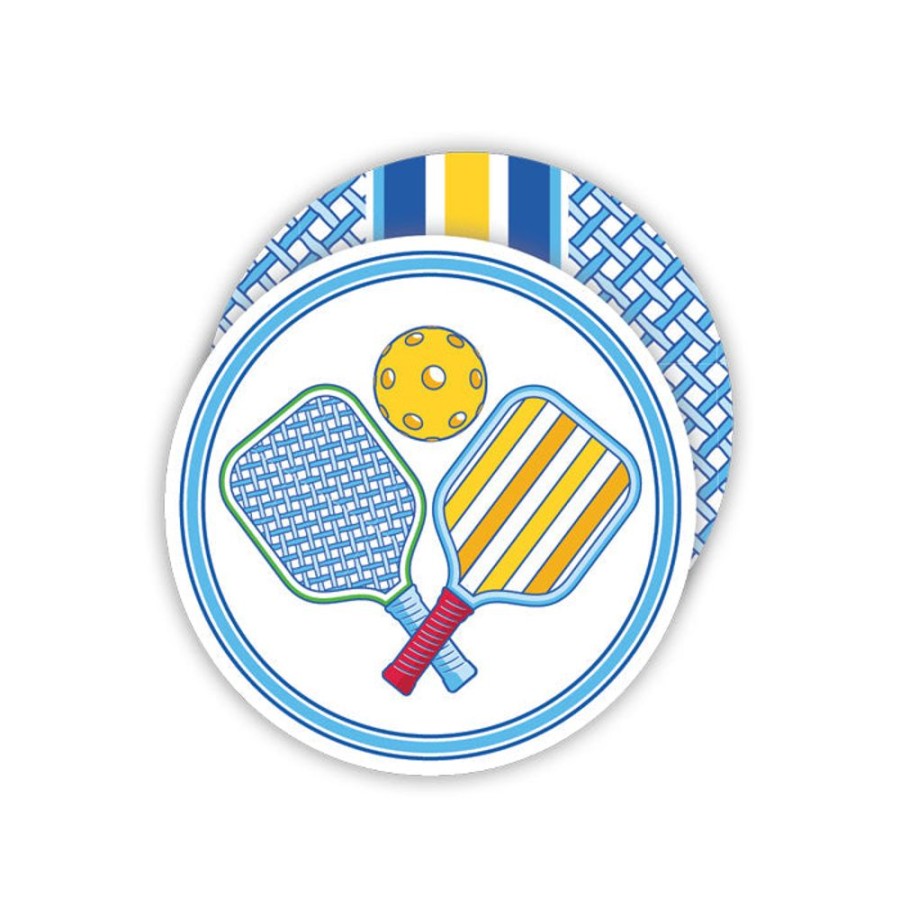 Home & Entertaining Rosanne Beck | Crossed Blue Pickleball Paddles Paper Coasters