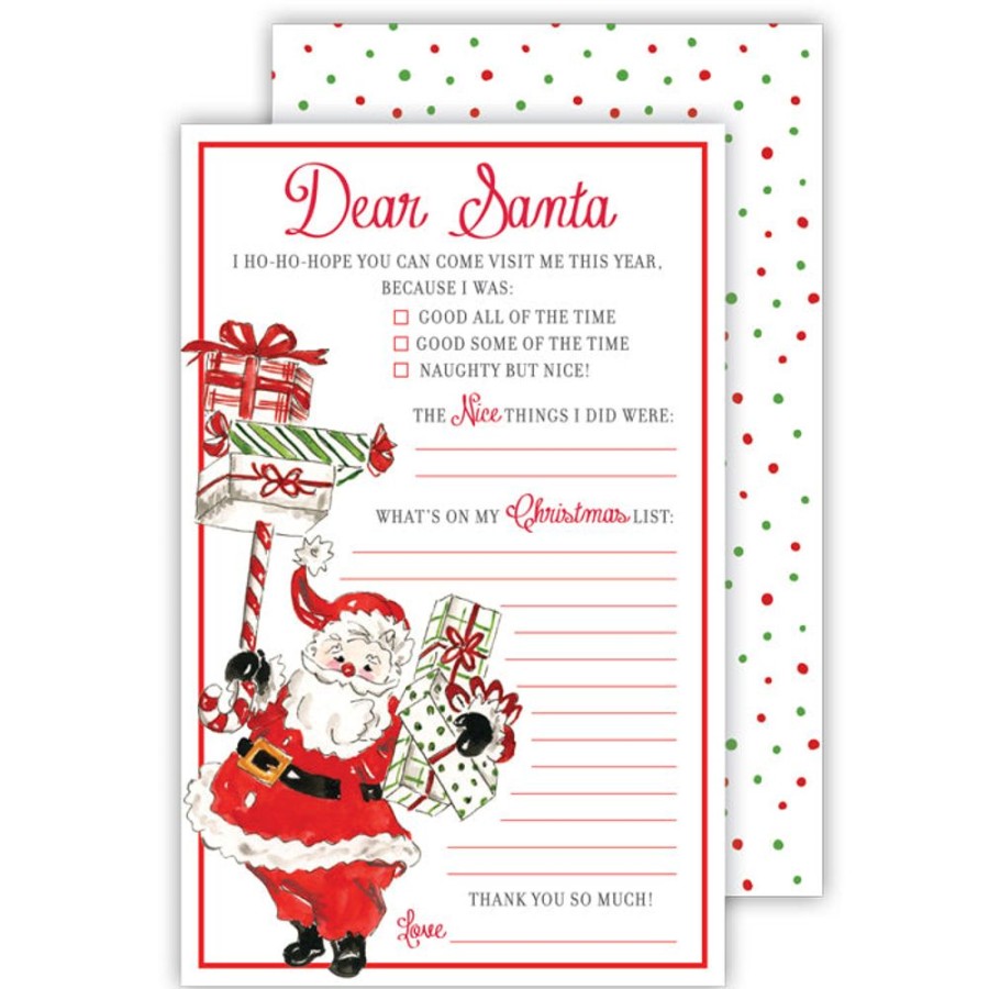 Invitations Rosanne Beck | Handpainted Santa With Presents Letter To Santa