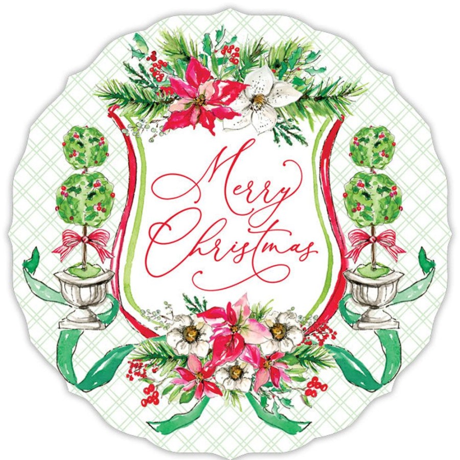 Seasonal Rosanne Beck | Merry Christmas Holiday Crest Posh Die-Cut Placemats