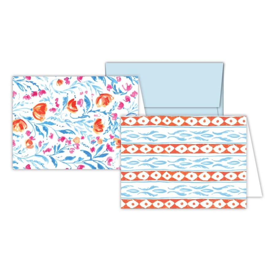 Notes & Pads Rosanne Beck | Orange And Blue Floral Stationery Notes