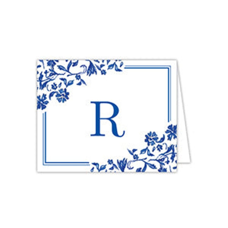 Notes & Pads Rosanne Beck | Blue And White Monogram R Folded Note